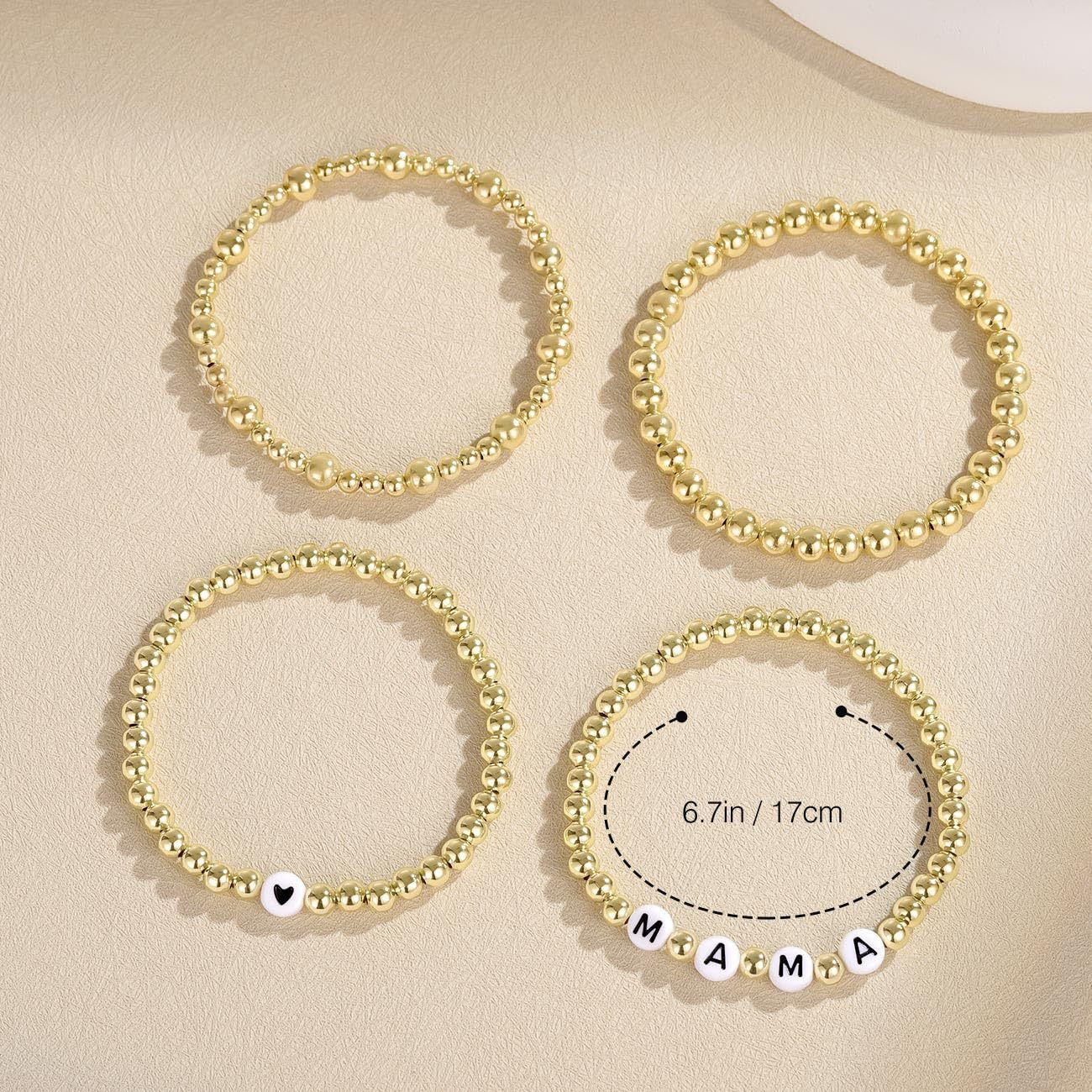 Bohemian Elegant Letter Hematite Beaded Bracelet Set for Women