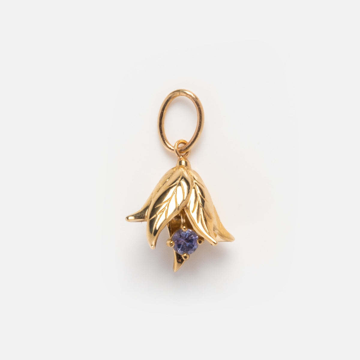 Floral Birthstone Necklace for December with Gold Plated Copper Pendant and Rhinestone Accents