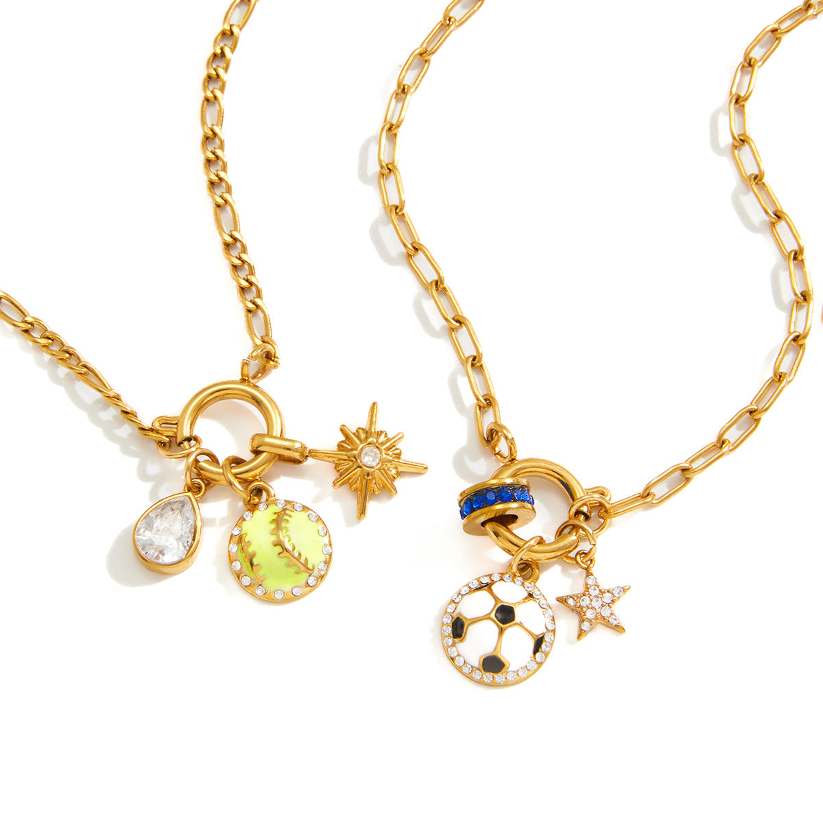 Minimalist Luxury Geometric Drip Oil Titanium Steel Tennis Necklace for Women