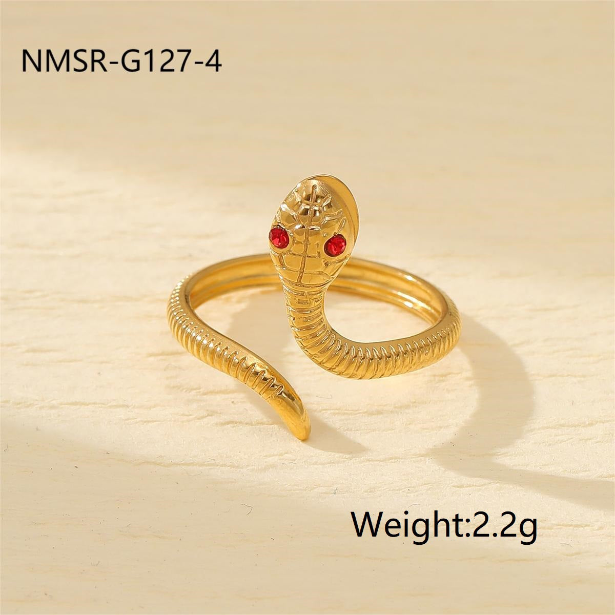 Anillo de acero titanio en forma de serpiente, estilo vintage de lujo ligero para mujer con acabado chapado