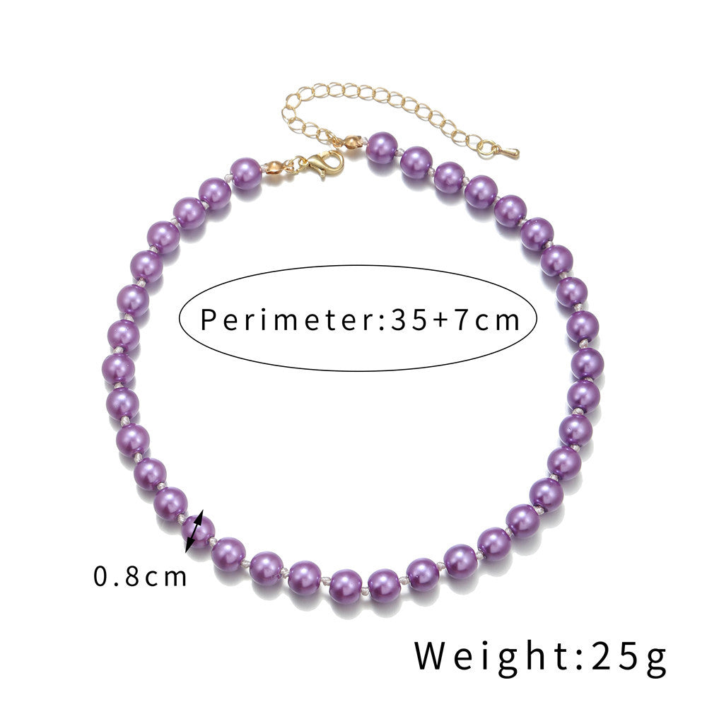 Minimalist Casual Round Pearl Necklace Cable Chain Unisex