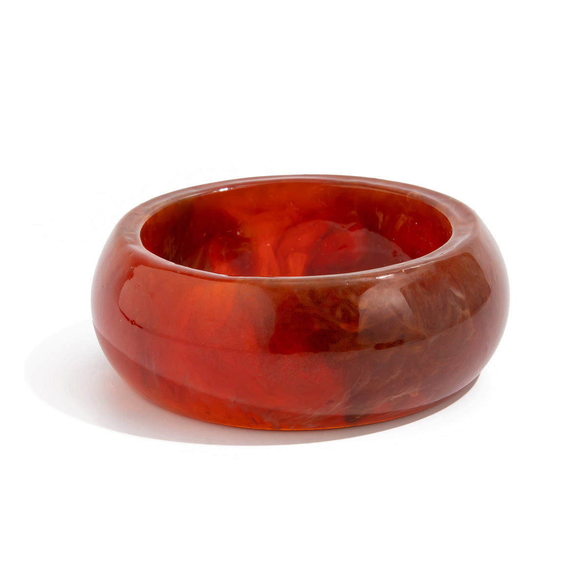 Pulsera de resina geométrica llamativa con acabado brillante y patrón de remolino colorido para mujer