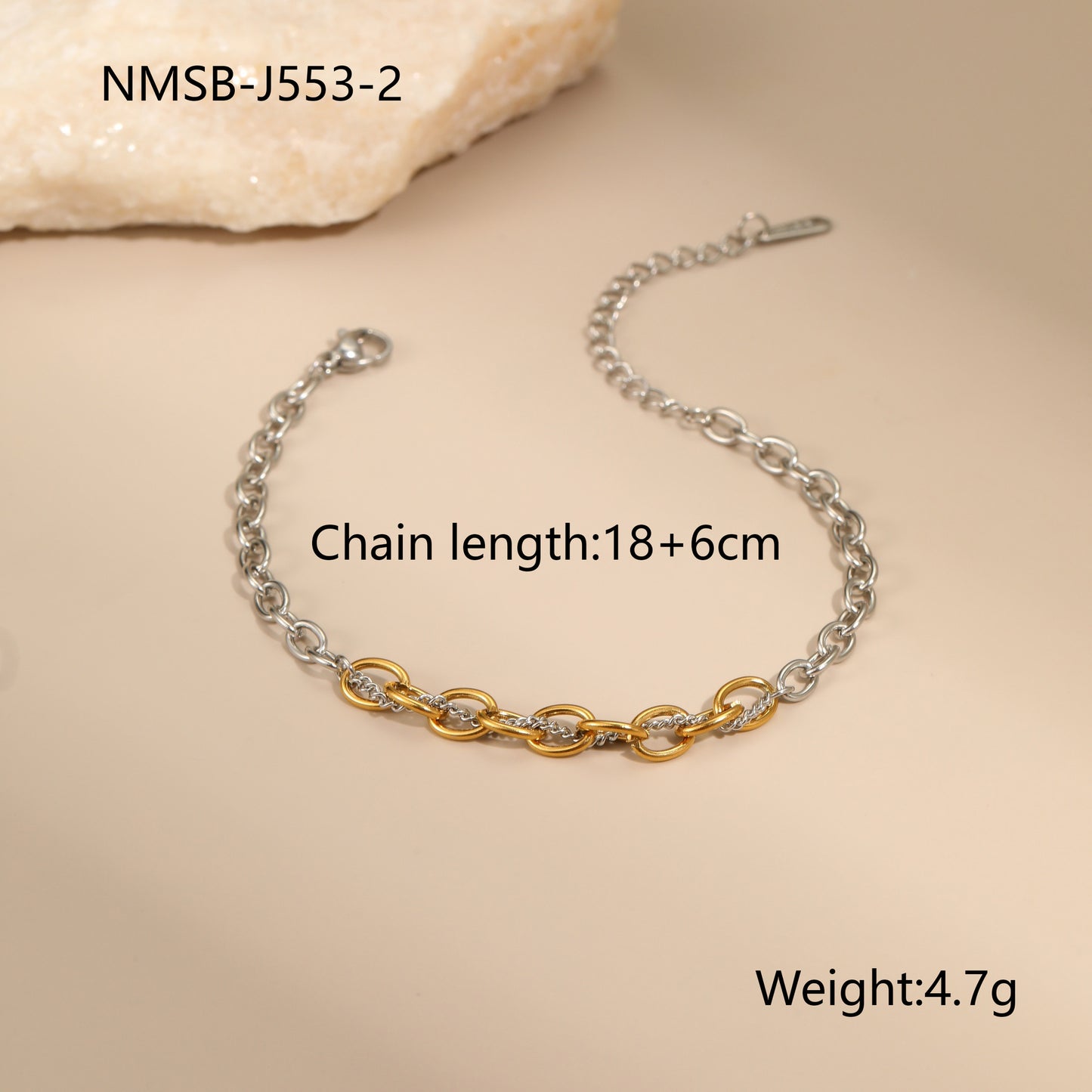 Collar geométrico de acero inoxidable a la moda con acabado chapado en oro de 18 quilates y plata para mujer