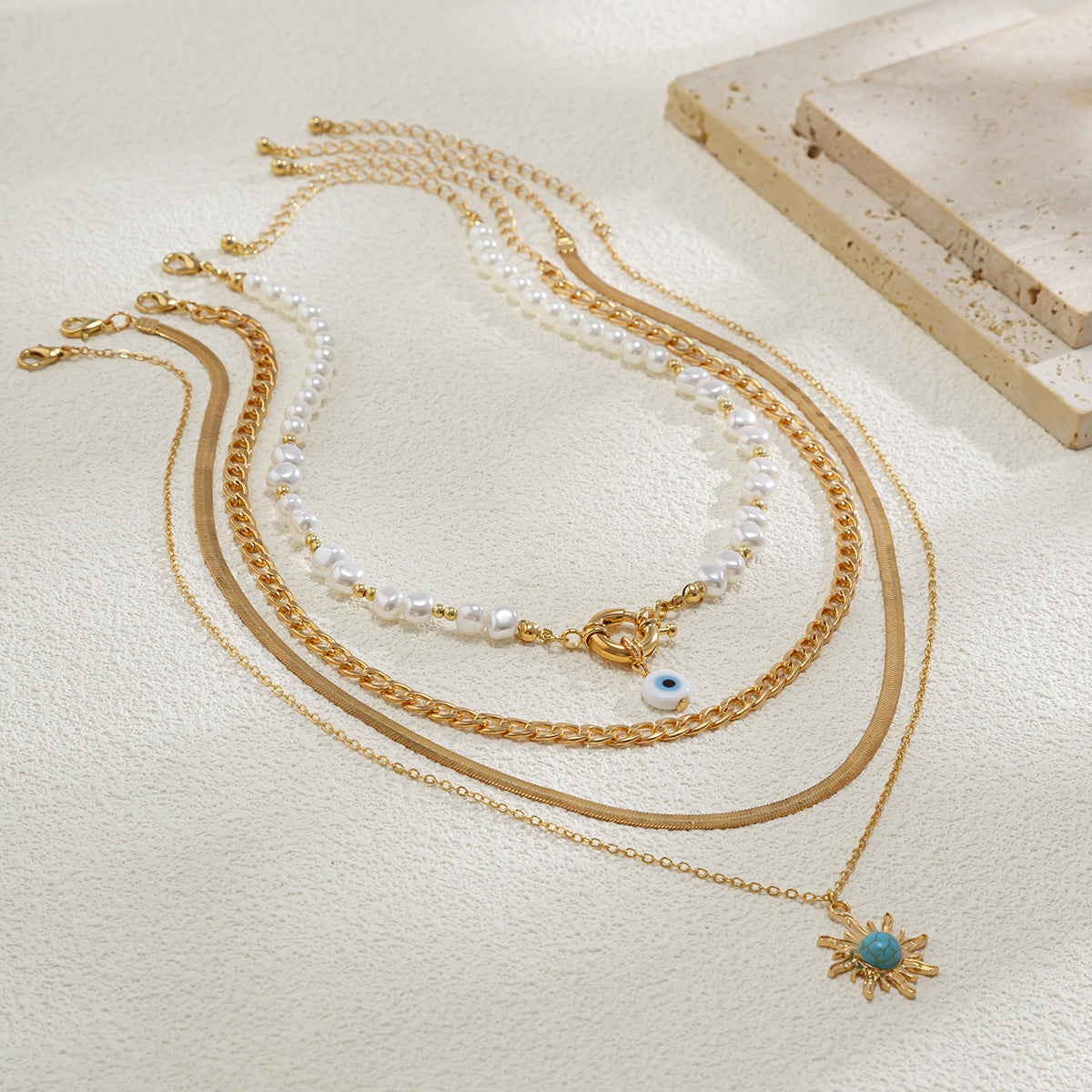 Vintage Ethnic Geometric Alloy Plated Sun Pendant Necklace for Women