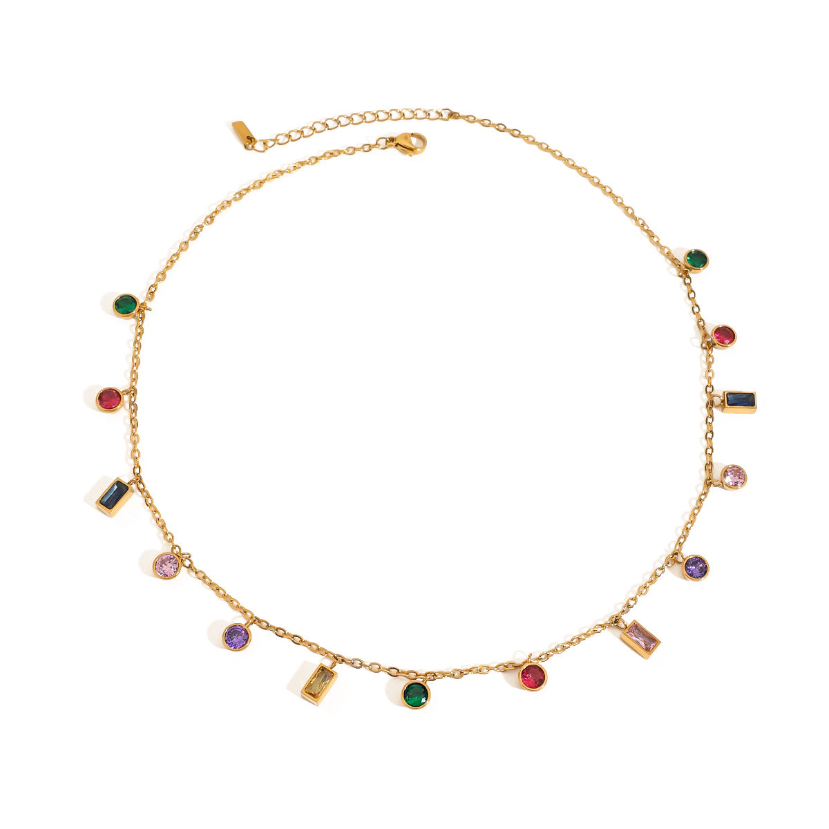Collana geometrica rotonda in acciaio inossidabile placcato con ciondolo in acciaio al titanio da donna