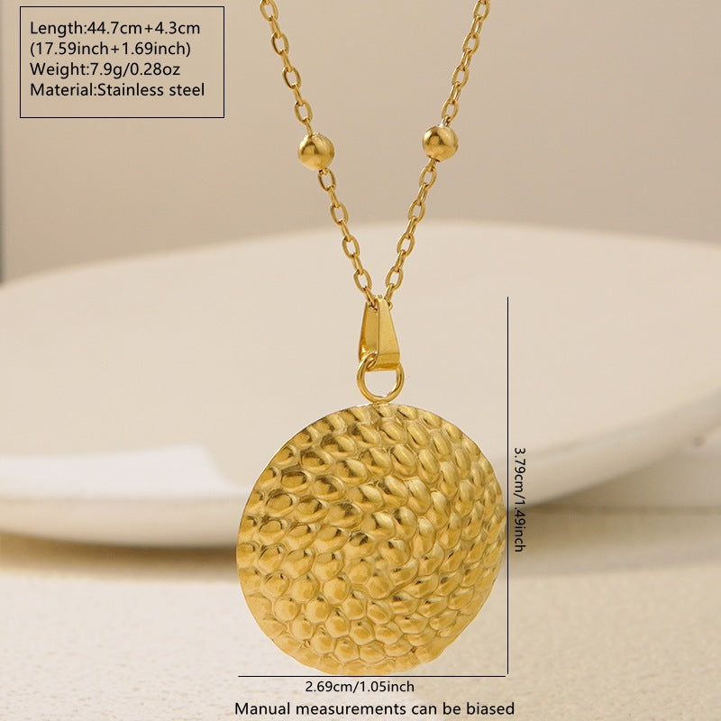 Set di collana e orecchini da donna in acciaio inossidabile con stampaggio geometrico rotondo minimalista