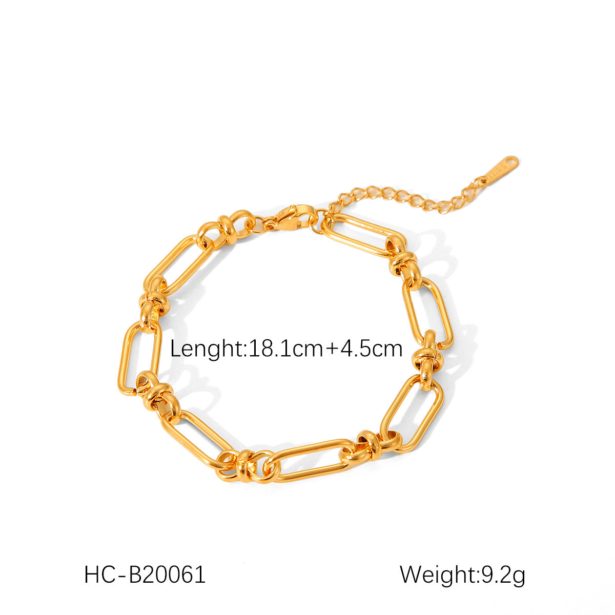 INS Style Geometric Stainless Steel Bracelet with Wide Chain and Cross Clasp Vacuum Plated in 18K Gold