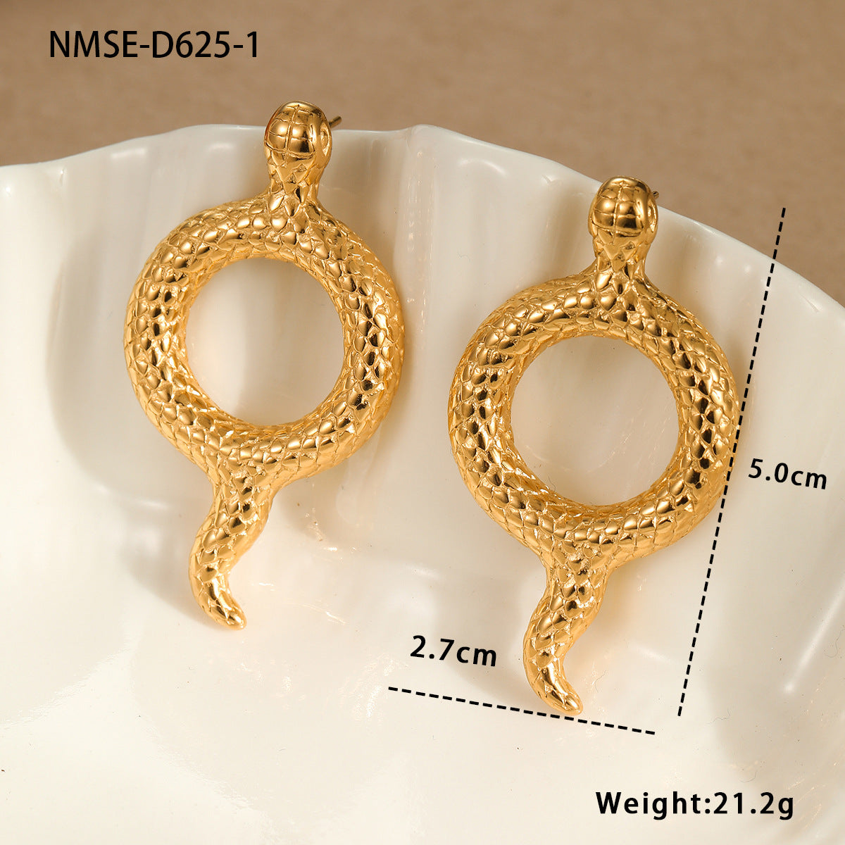 Fashionable Geometric and Animal-Shaped Stainless Steel Snake-Style Earrings with 18K Gold Plating Waterproof Minimalist Women's Ear Jewelry