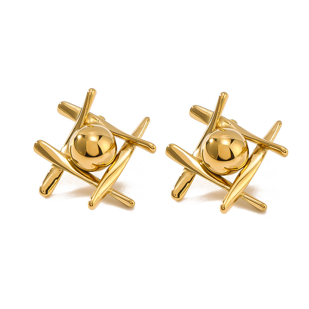 Orecchini Ipoallergenici Minimalisti Geometrici in Acciaio Inossidabile con Placcatura Sottovuoto in Oro 18K da Donna