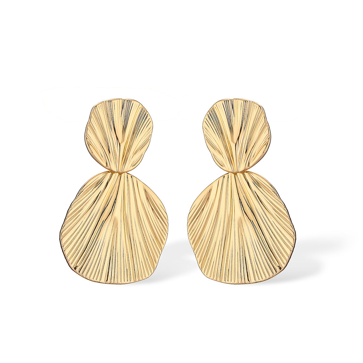 Minimalist Geometric Gold-Plated Brass Earrings for Women with Irregular Shape Design