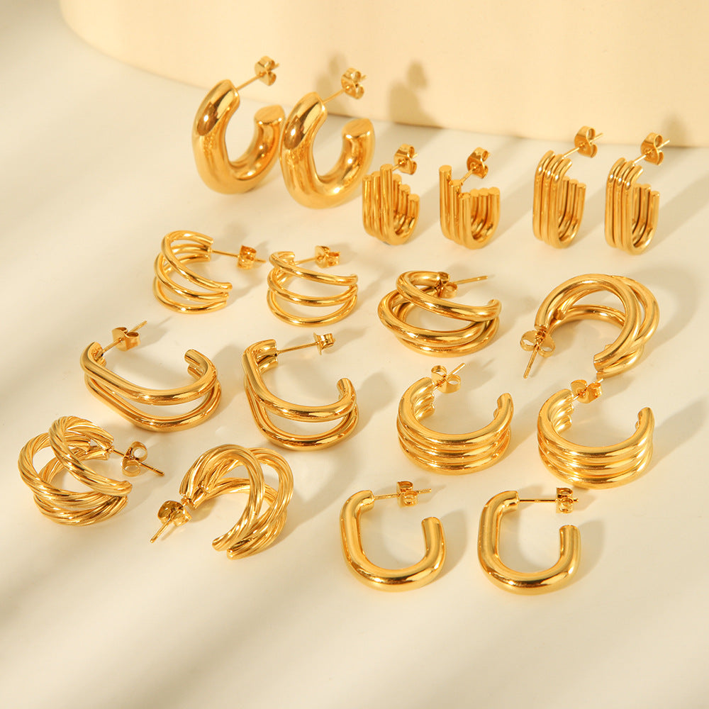 Geometric Stainless Steel Hypoallergenic Coil Earrings for Women with Plated Finish