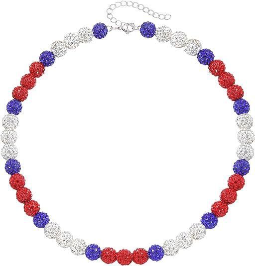 Sporty Geometric Round Resin Disco Ball Necklace with Rhinestone Inlay Unisex Cable Chain