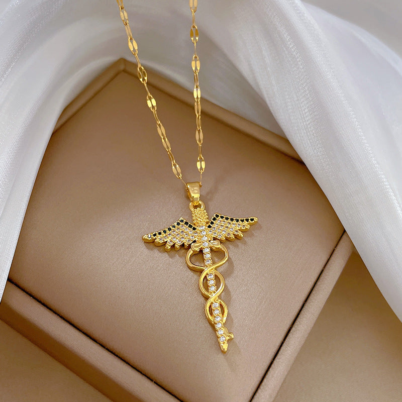 Collar de lujo de acero de titanio con mariposas y diseño geométrico para mujer, fiesta, cadena para la clavícula