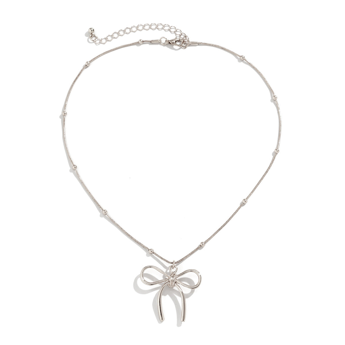 Collana girocollo minimalista da donna con fiocco e design geometrico in lega con catena di perline