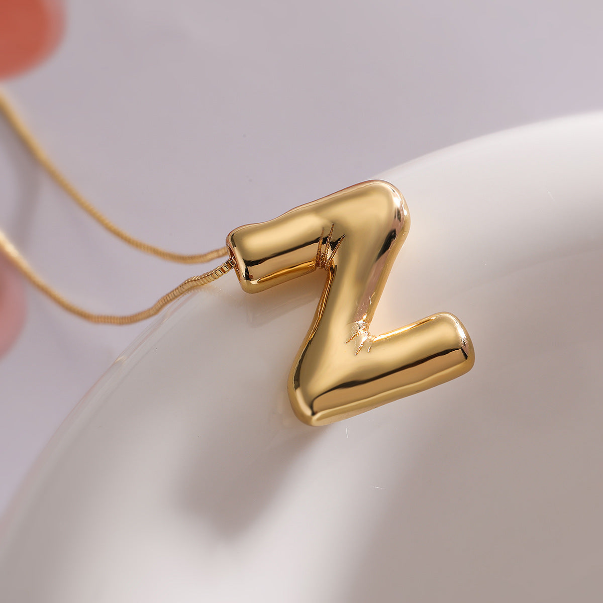 Minimalist Irregular Geometric Letter Balloon Pendant Necklace for Women