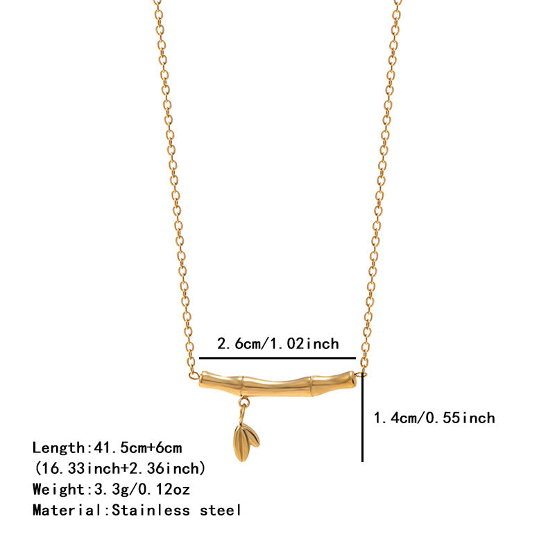 Elegante collana geometrica in acciaio inossidabile placcato oro con motivo bambù da donna