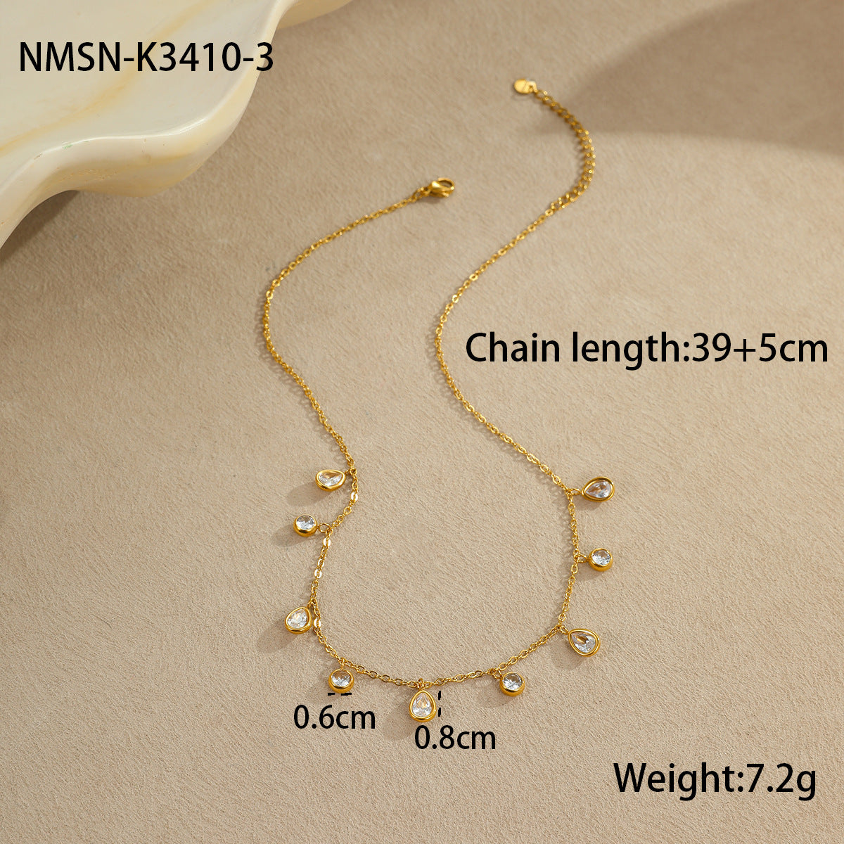 Fashionable Geometric Stainless Steel Pendant Necklace with Colorful Zircon Tassels Plated in 18K Gold for Women