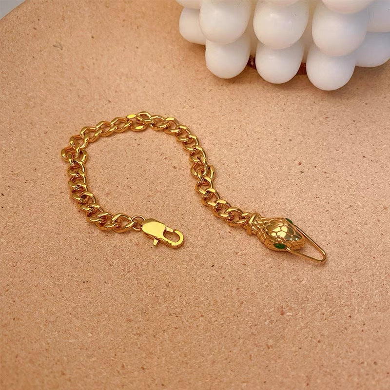 Minimalist Luxury Snake-Shaped Titanium Steel Anklet and Bracelet Set with Plated Finish for Unisex Wear
