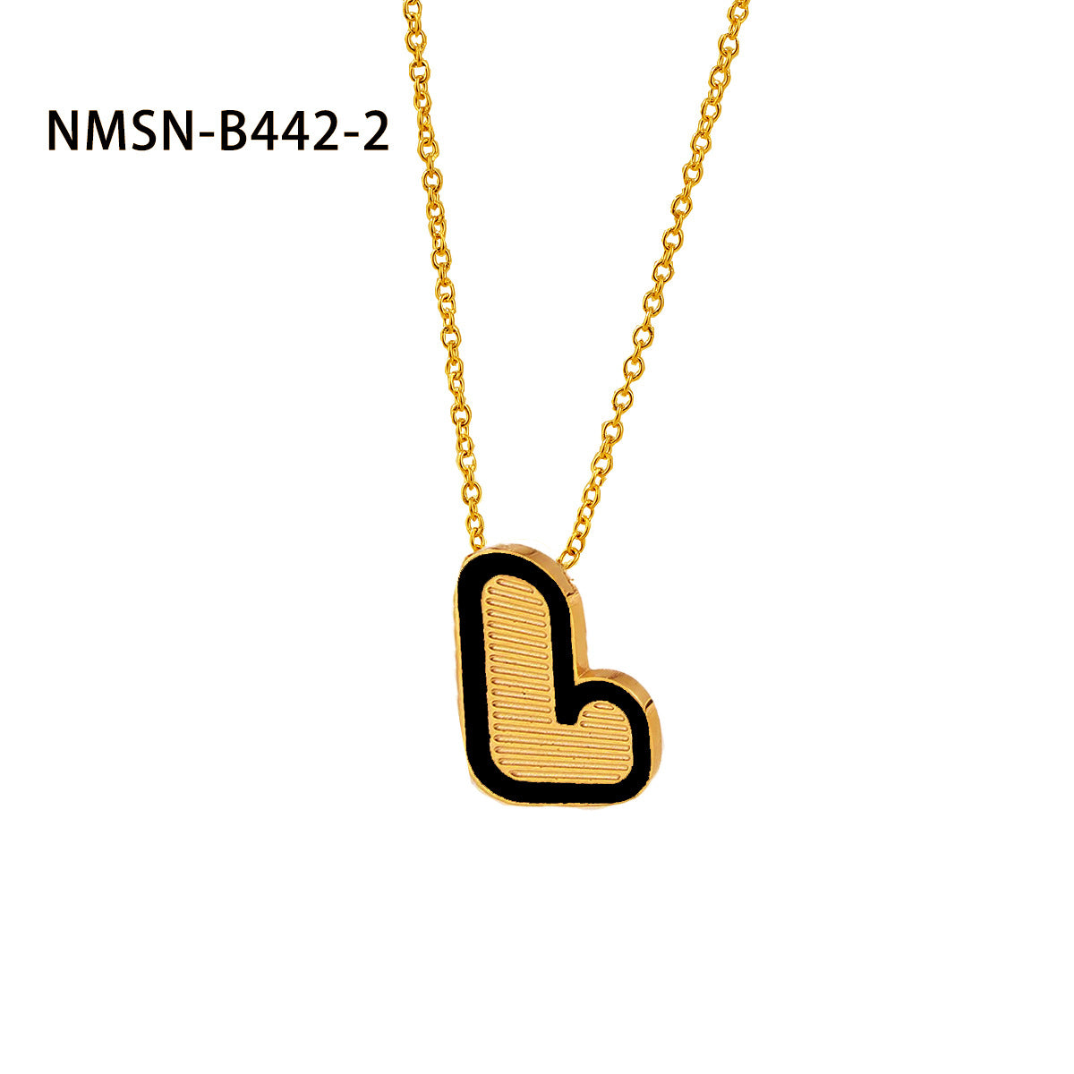 Collana con pendente a forma di lettera minimalista in acciaio inossidabile placcato oro 18 carati e dettagli in smalto da donna