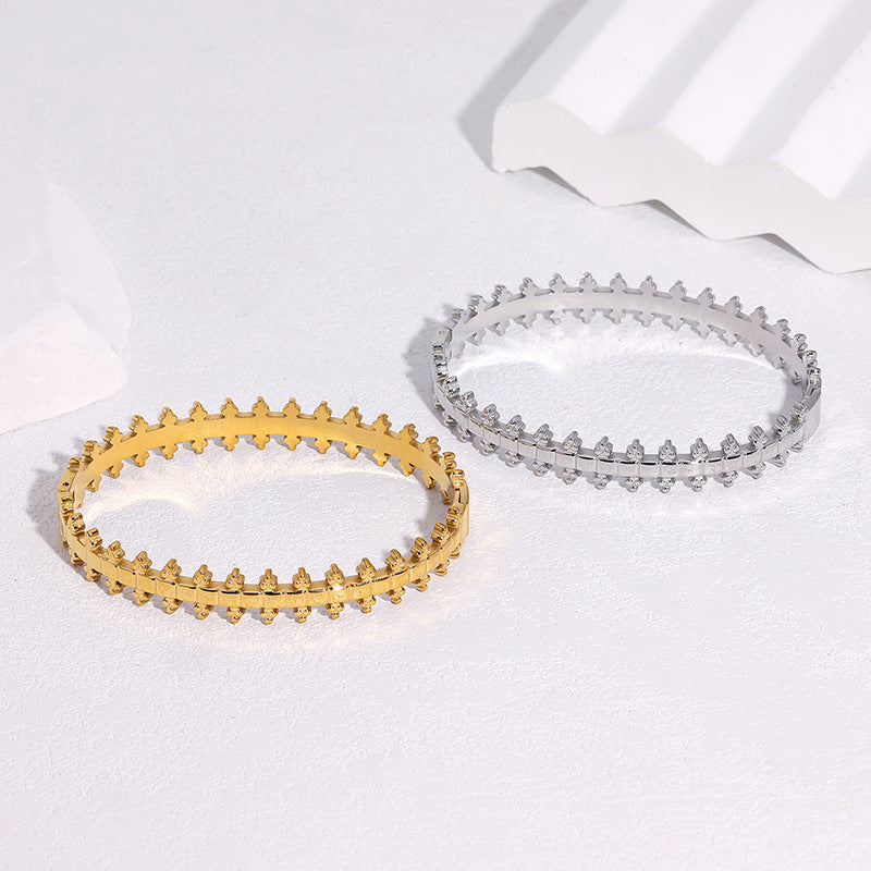 Luxury Geometric Round Square Gold Plated Stainless Steel Titanium Steel Bracelet