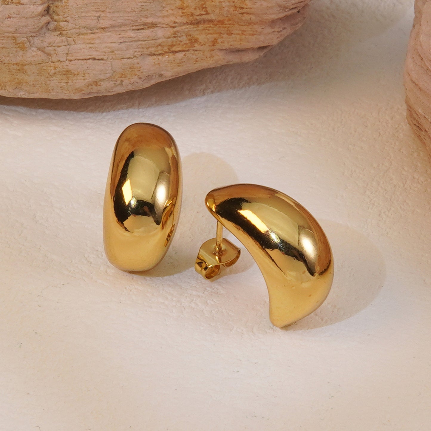 Elegant Geometric Titanium Steel Plated Stud Earrings for Women