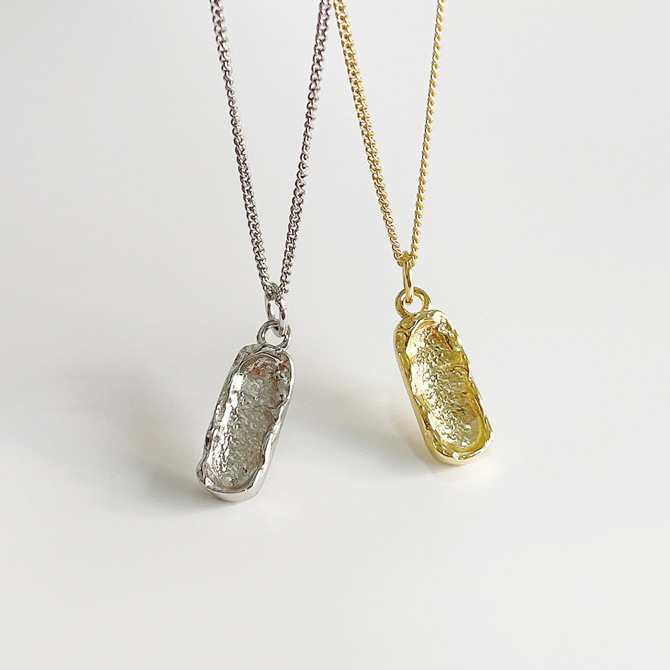 Irregular Geometric Shape 925 Sterling Silver Necklace with Minimalist and Fresh Sweet Style