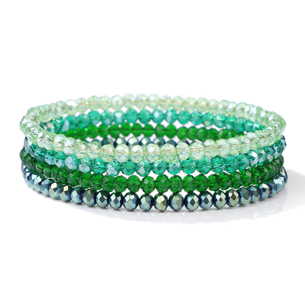 Sweet Geometric Crystal Bracelet with Cubic Zirconia Inlay Unisex Elastic String Bangle