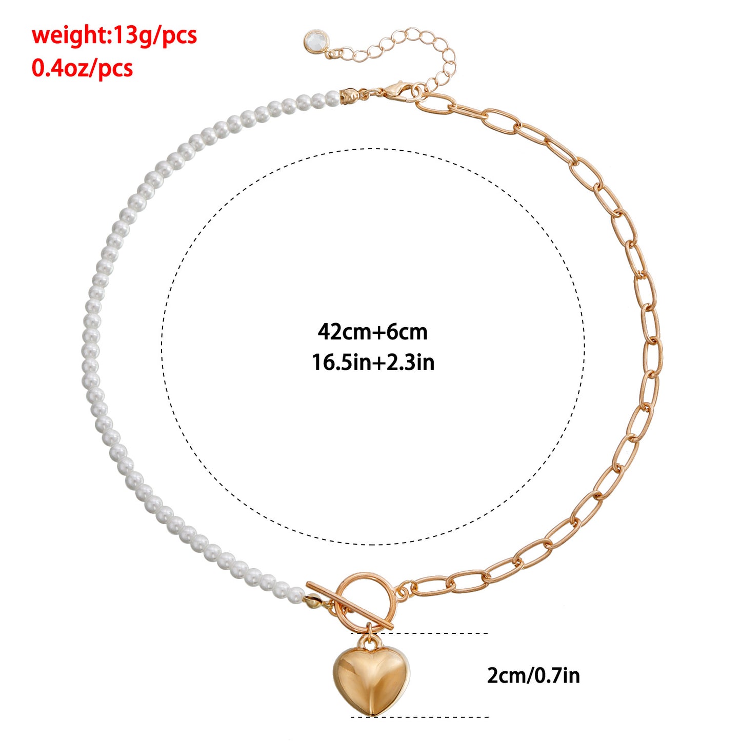 Minimalist Geometric Heart Pendant Necklace for Women with Imitation Pearl and Alloy Accents, Electroplated Finish, Clavicle Chain