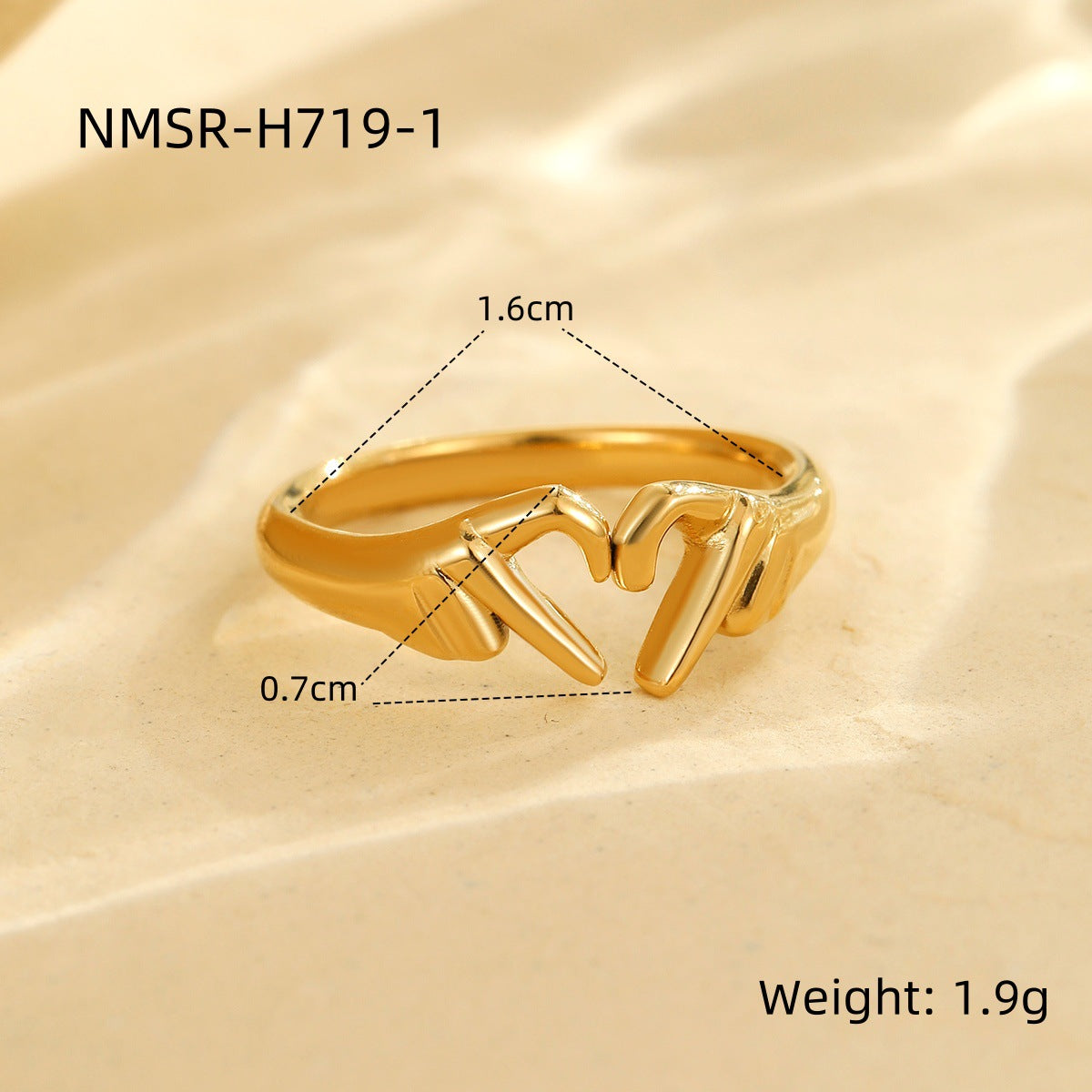 Anillo minimalista ajustable de acero inoxidable con forma de corazón para mujeres y parejas con acabado chapado