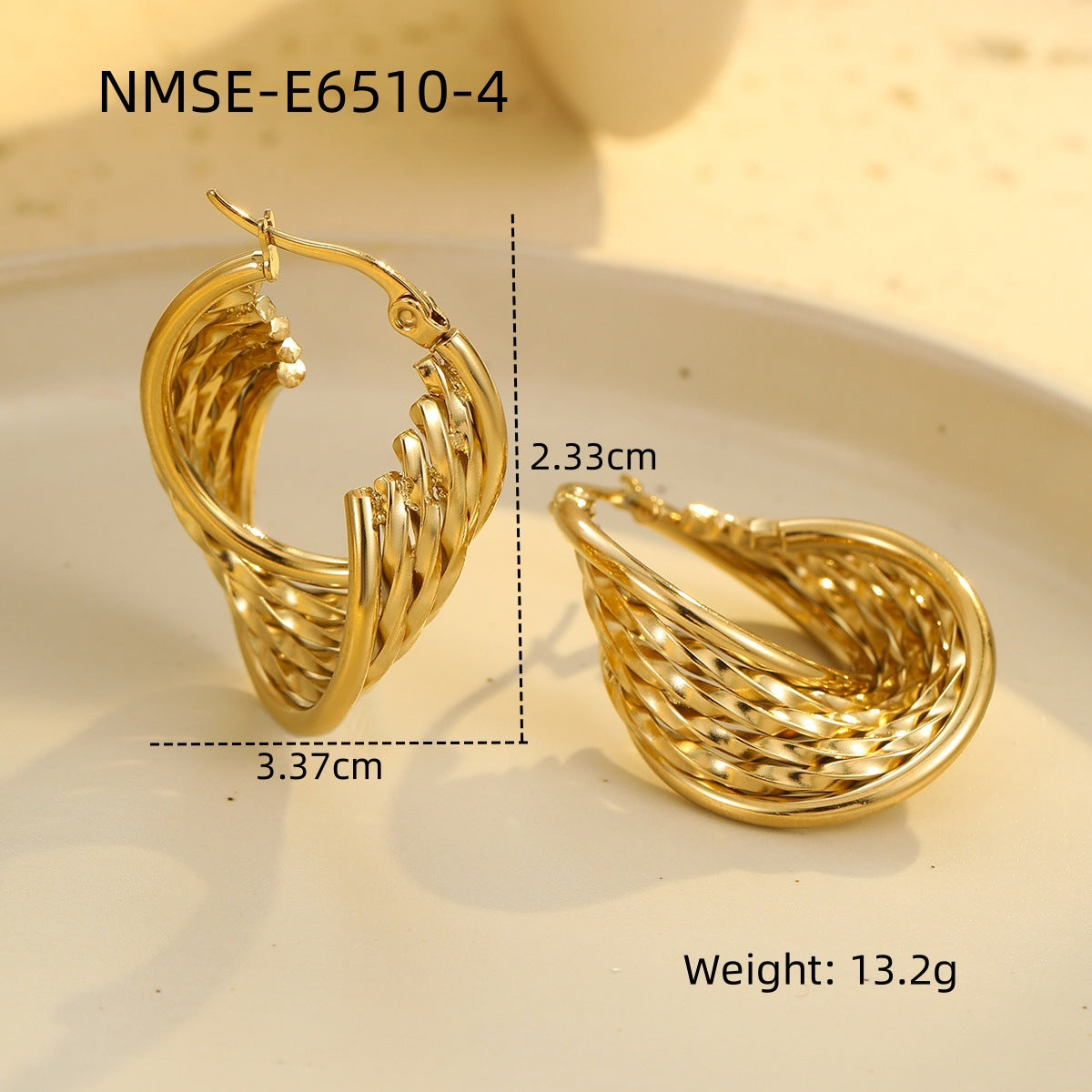 Aretes de acero inoxidable geométricos minimalistas de moda con baño de oro de 18K para mujer