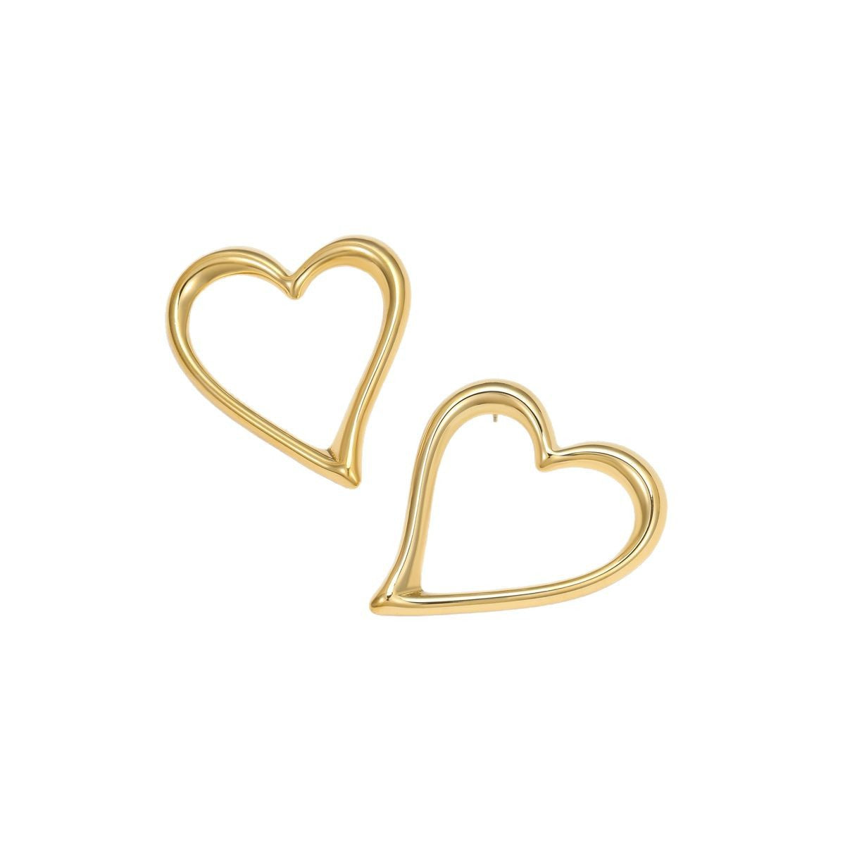 Aretes de acero inoxidable con forma de corazón a la moda con chapado en oro de 18 quilates para mujer