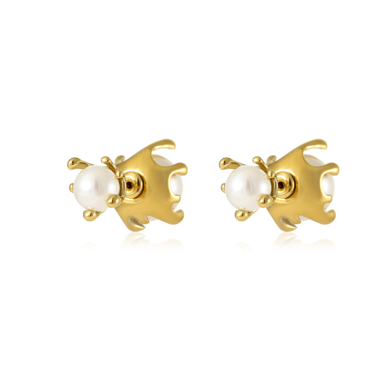 Orecchini a perno da donna in acciaio inossidabile geometrici stile vintage con finitura placcata e perle