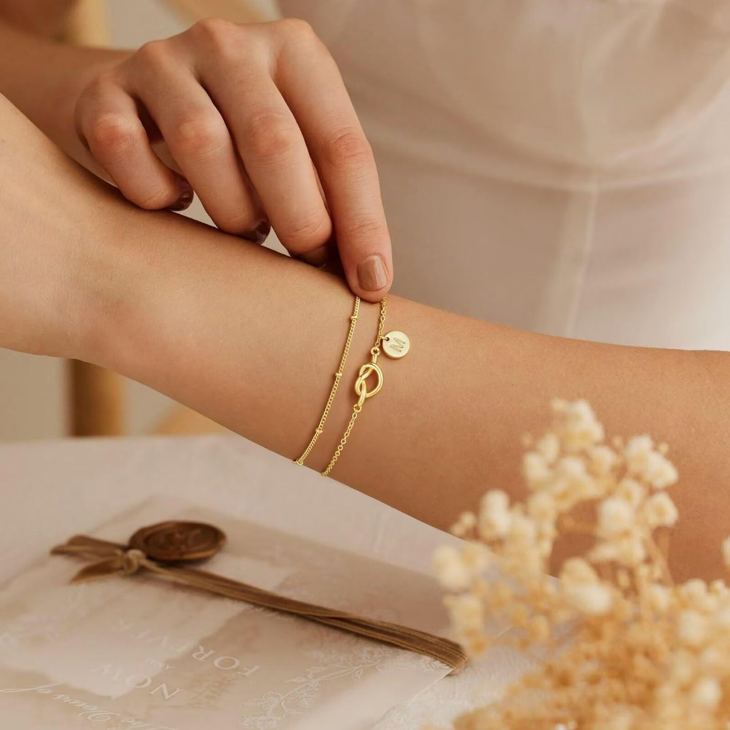 Fashion Layered Stainless Steel Letter Bracelet for Women