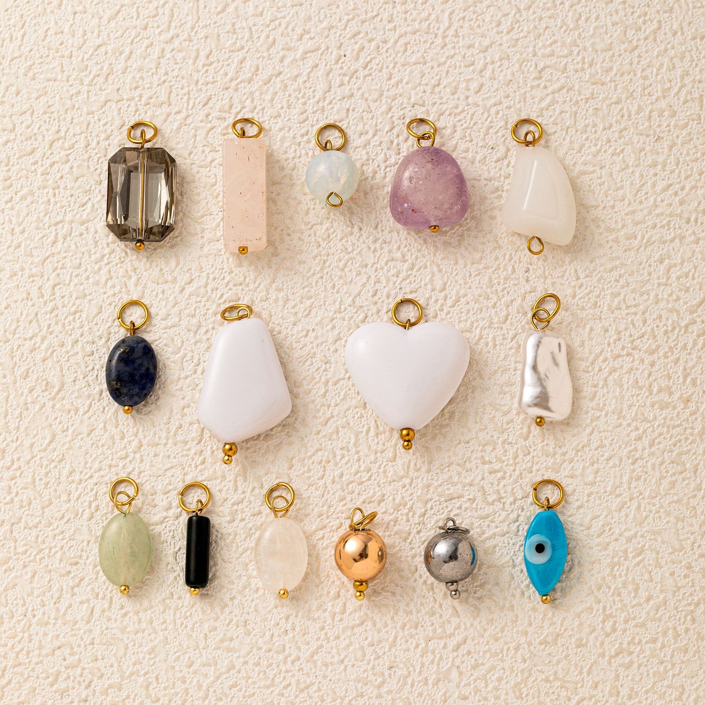 Ethnic Oval Jade Pendant Stainless Steel PVD Plated Corn Chain Necklace DIY Charm Bar Unisex