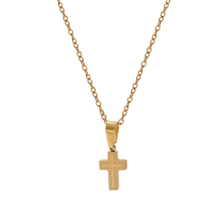 Vintage Elegant Gold Plated Stainless Steel Cross Necklace Set