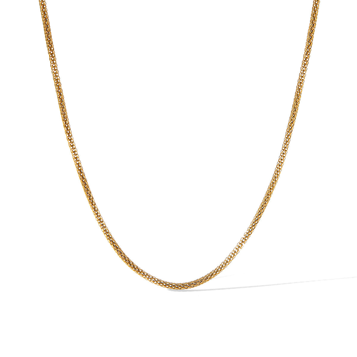 Minimalist Ins Style 18K Gold Plated Stainless Steel Geometric Round Mesh Chain Necklace for Women