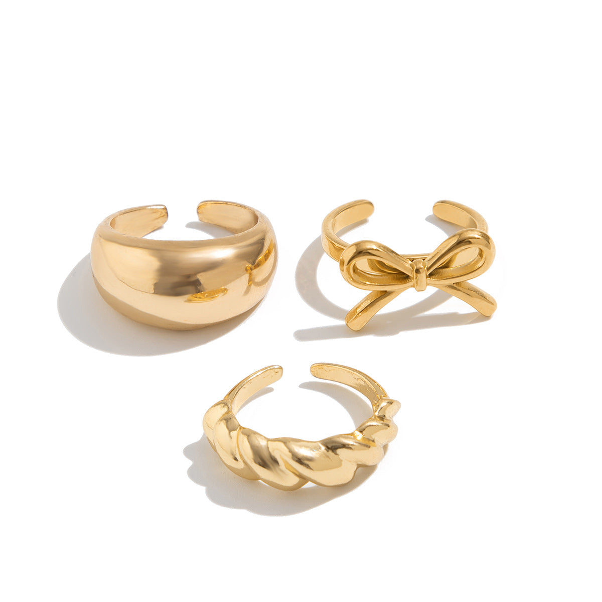 Anello Aperto Vintage Personalizzato con Nodo a Fiocco Geometrico in Lega Placcata per Donne