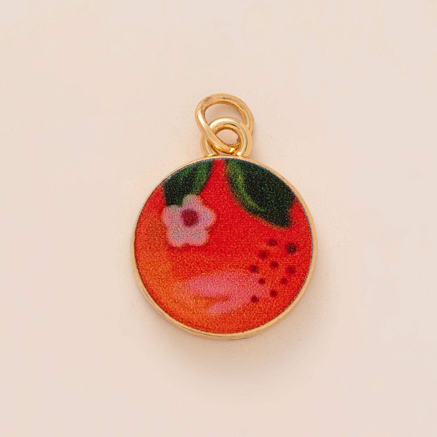Sweet Floral Brass Plated Persimmon and Note Shoe Charm with Yellow Tulle Bow