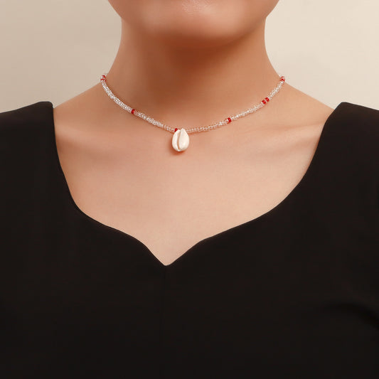 Collana con ciondolo a cuore in lega stile bohémien con design geometrico, catena corta placcata per donna