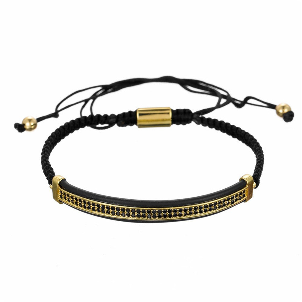 Minimalist Hip-hop Handmade Brass Micro-inlaid Cubic Zirconia Moon Geometric Bracelet
