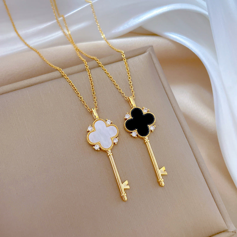 Collana Pendente Geometrico di Lusso con Strass in Acciaio al Titanio Unisex