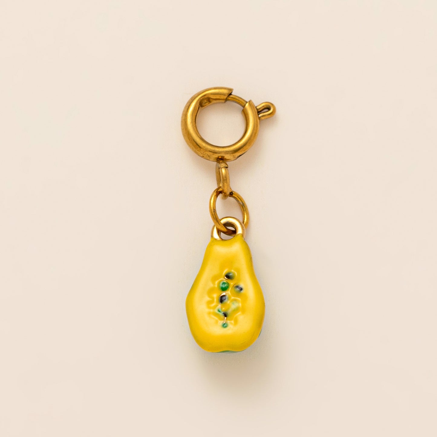 Vintage 18K Gold Plated Stainless Steel Fruit Charm Bar for Women