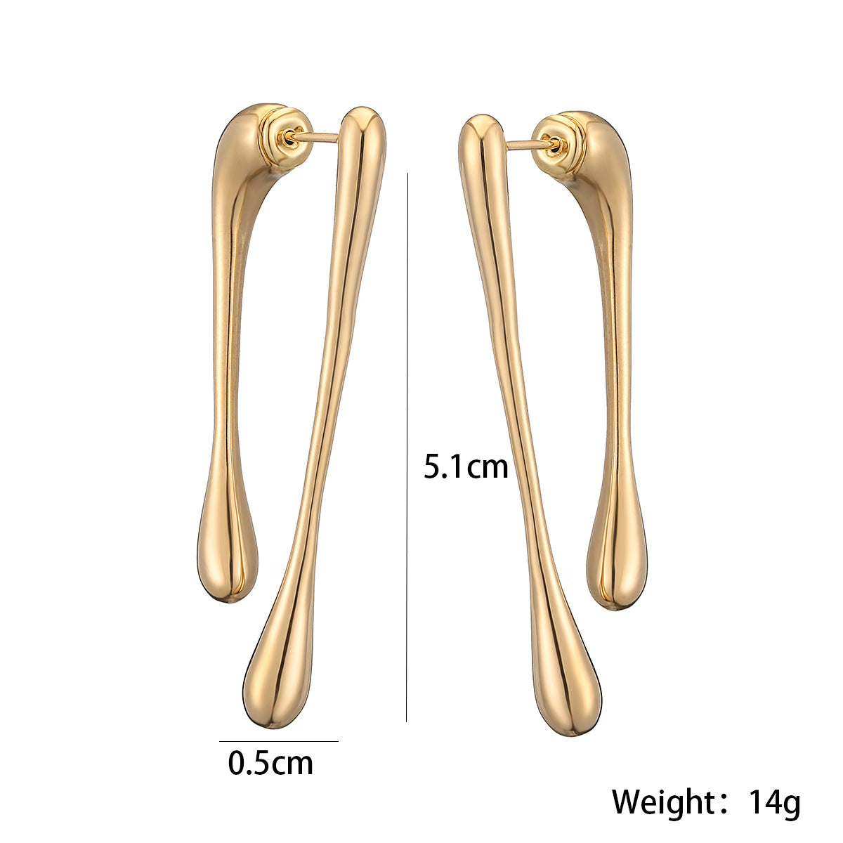 Minimalist Elegant 18K Gold Plated Stainless Steel Teardrop Geometric Earrings for Women