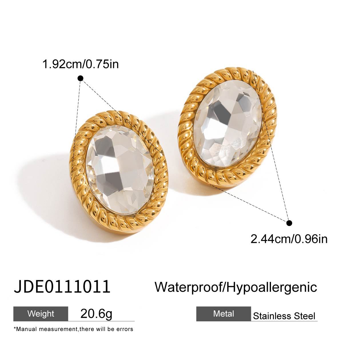 Orecchini a Cerchio Geometrici di Lusso, Perno in Acciaio Inossidabile Placcato Oro 18K da Donna