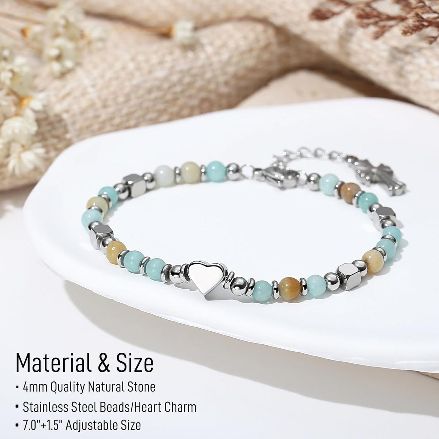 Sweet Heart Cross Stainless Steel Bracelet