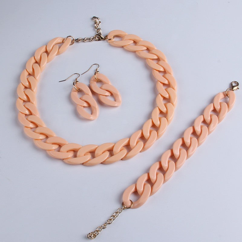 Minimalist Sweet Geometric Acrylic Pendant Necklace Set for Women
