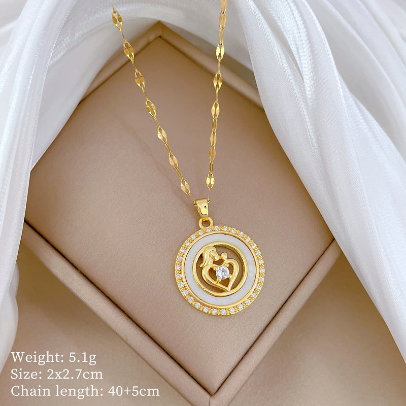 Collar de titanio con diamantes de imitación, cielo estrellado geométrico, para mujer, cadena de labios minimalista, estilo dulce