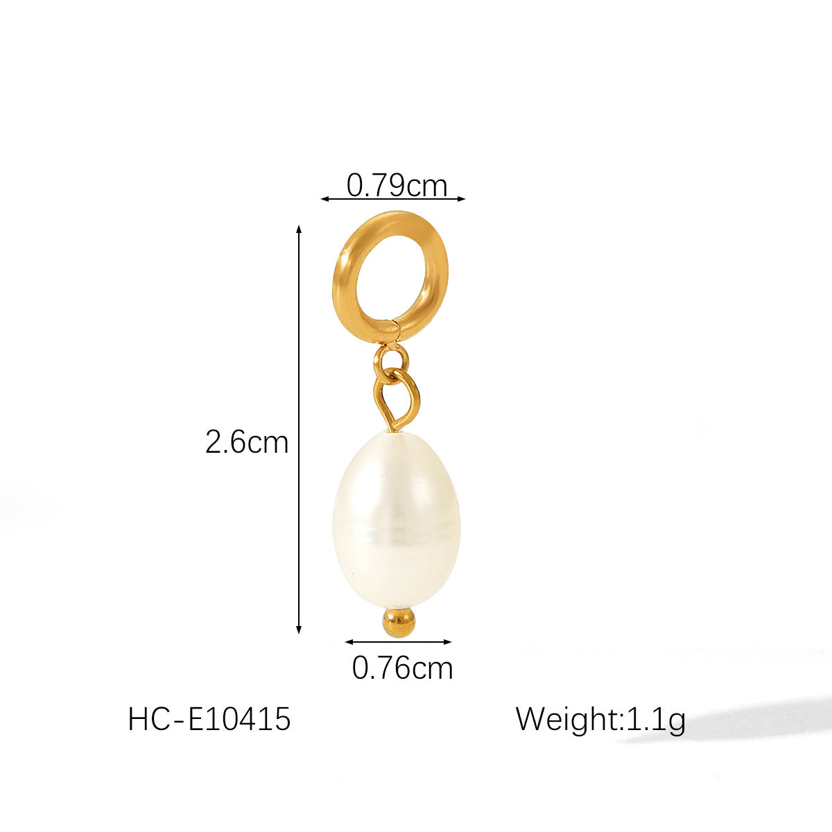 Luxury Minimalist Round Gold Plated Stainless Steel Freshwater Pearl Charm Bar