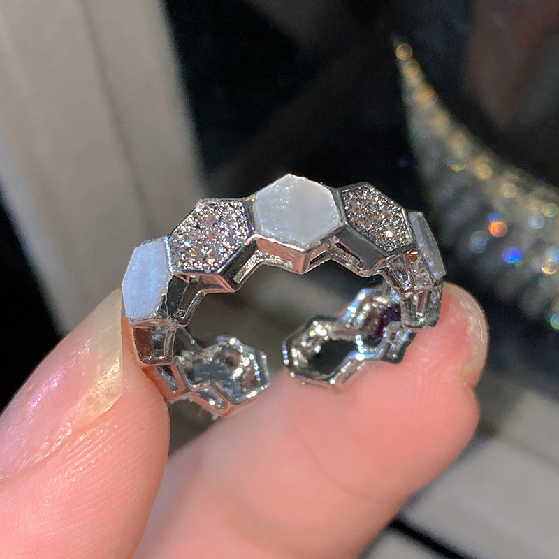 Sweet Elegant Heart Butterfly Brass Ring with Cubic Zirconia Handmade Adjustable
