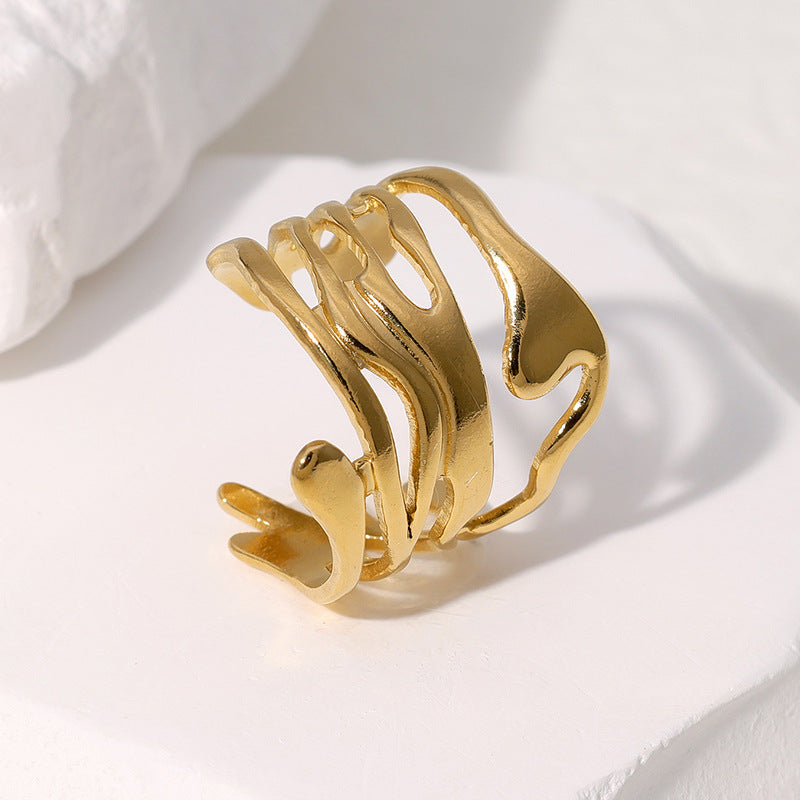 Minimalist Geometric Plated Stainless Steel Ring for Women
